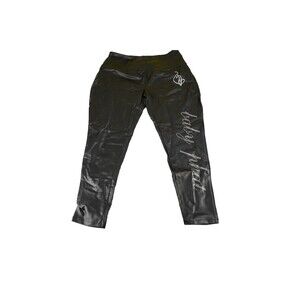 NWT Baby Phat Faux Leather Leggings Black Rhinestone Logo Y2K Bling Womens Sz 1X